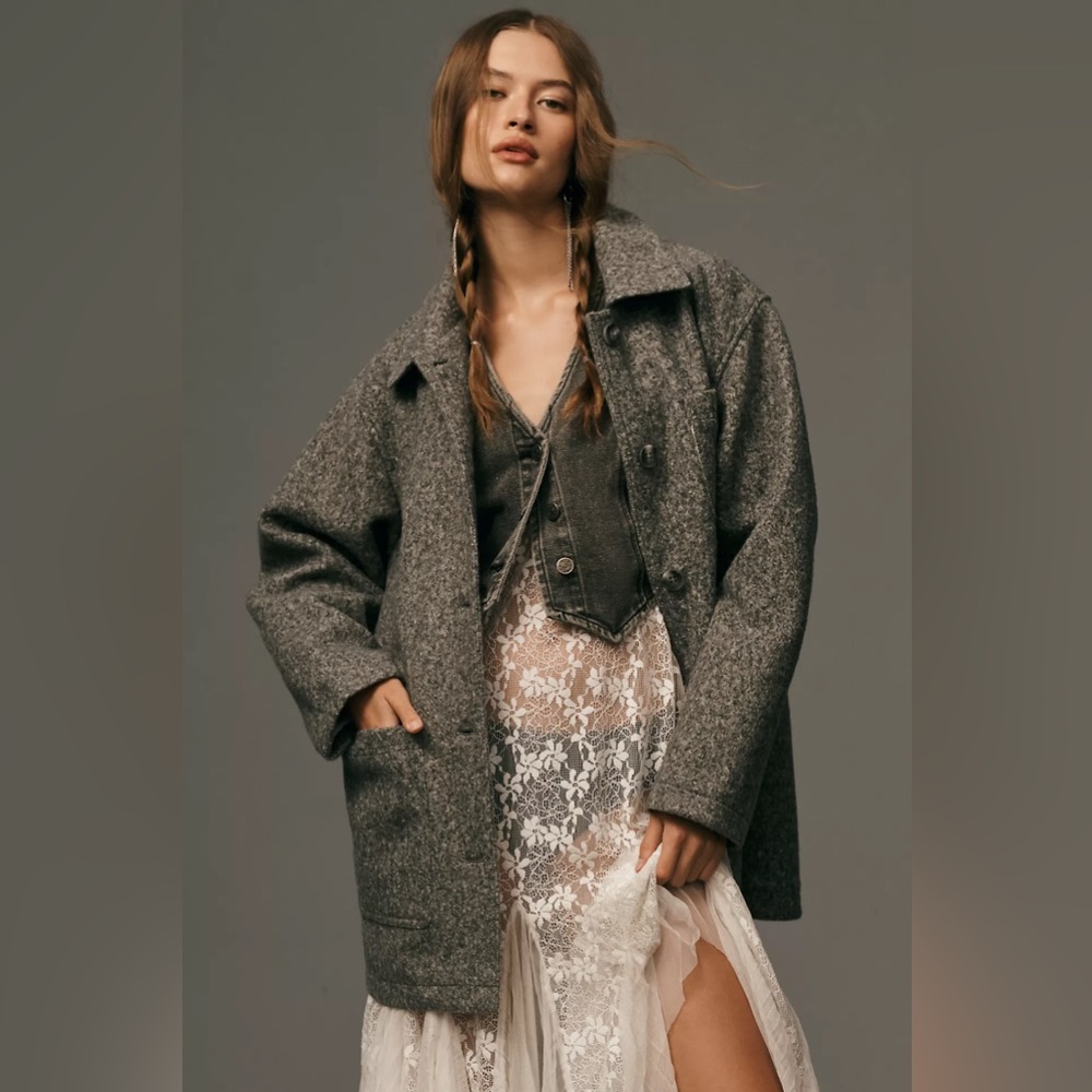 PILCRO by ANTHROPOLOGIE Wooly Shirt Jacket in Gray
